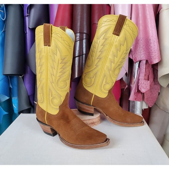 Kimmel Boot Co. Custom Shop Hash Brown Pig Western Cowboy Boots Women's 5.5 B - Picture 2 of 11